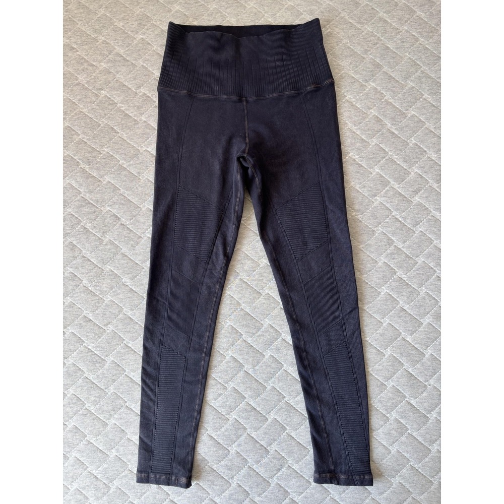 Avocado Leggings Womens Small Black High Waist Moto Ribbed Seamless Yoga Pants